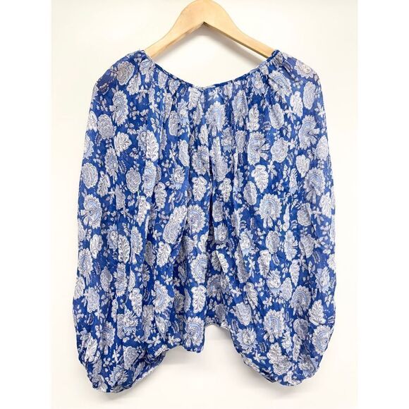 Vince Camuto Blouse Size XXS Ballon Sleeve Floral Pullover Peplum NEW - Picture 8 of 10